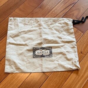 Gucci Beige Canvas Drawstring Dust Bag with Black Logo